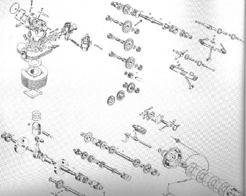 MV Agusta 125 Monoalbero  Cutaway Drawing - Cylinder and Head