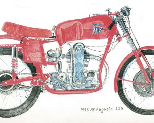 MV Agusta 125 Monoalbero Corsa  Hand drawing by Ella